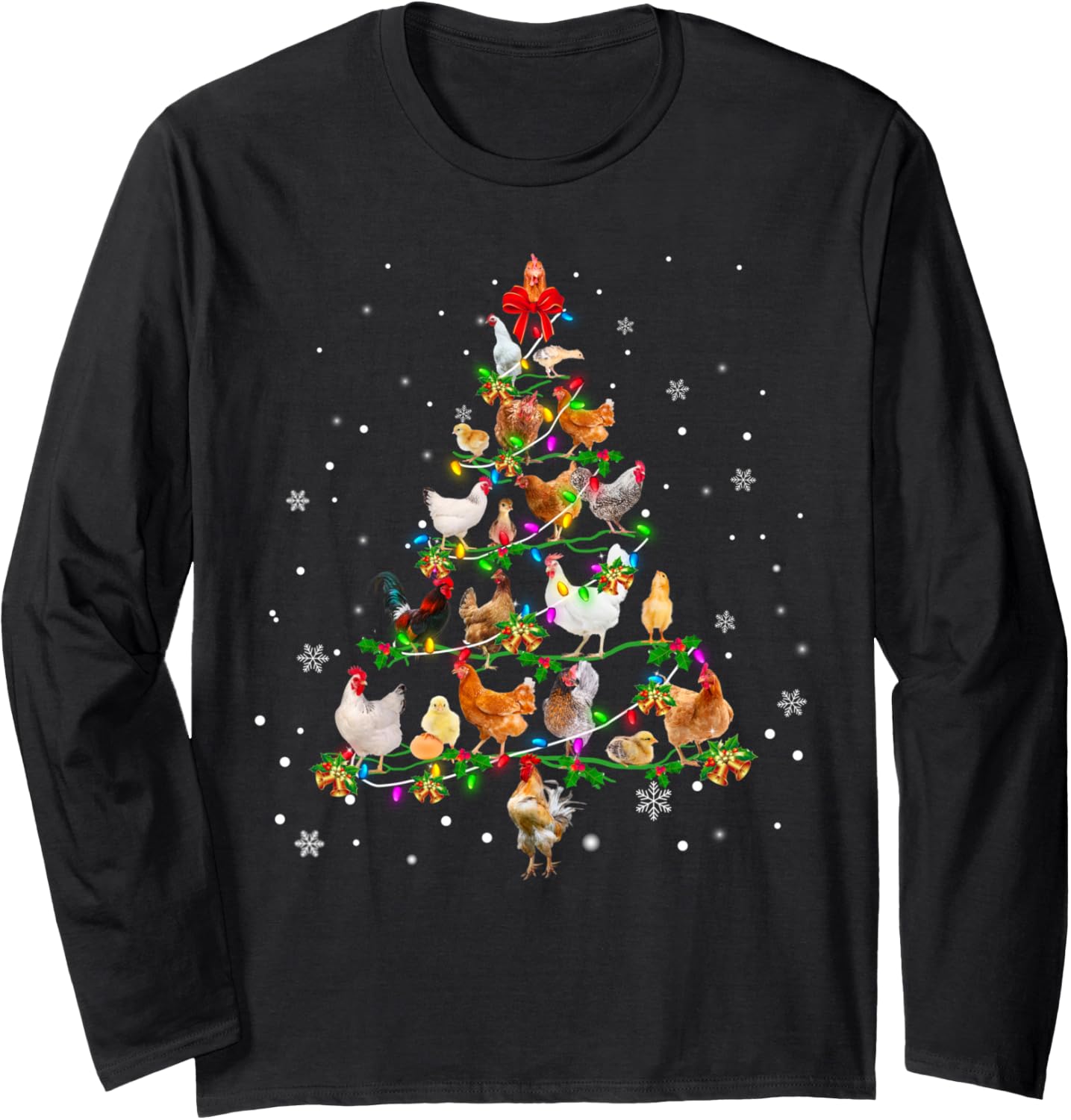 Chicken Christmas Tree Ornament Decor Xmas Long Sleeve