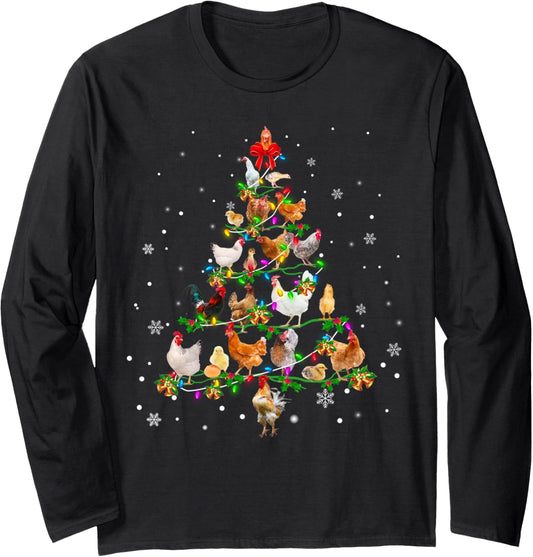 Chicken Christmas Tree Ornament Decor Xmas Long Sleeve