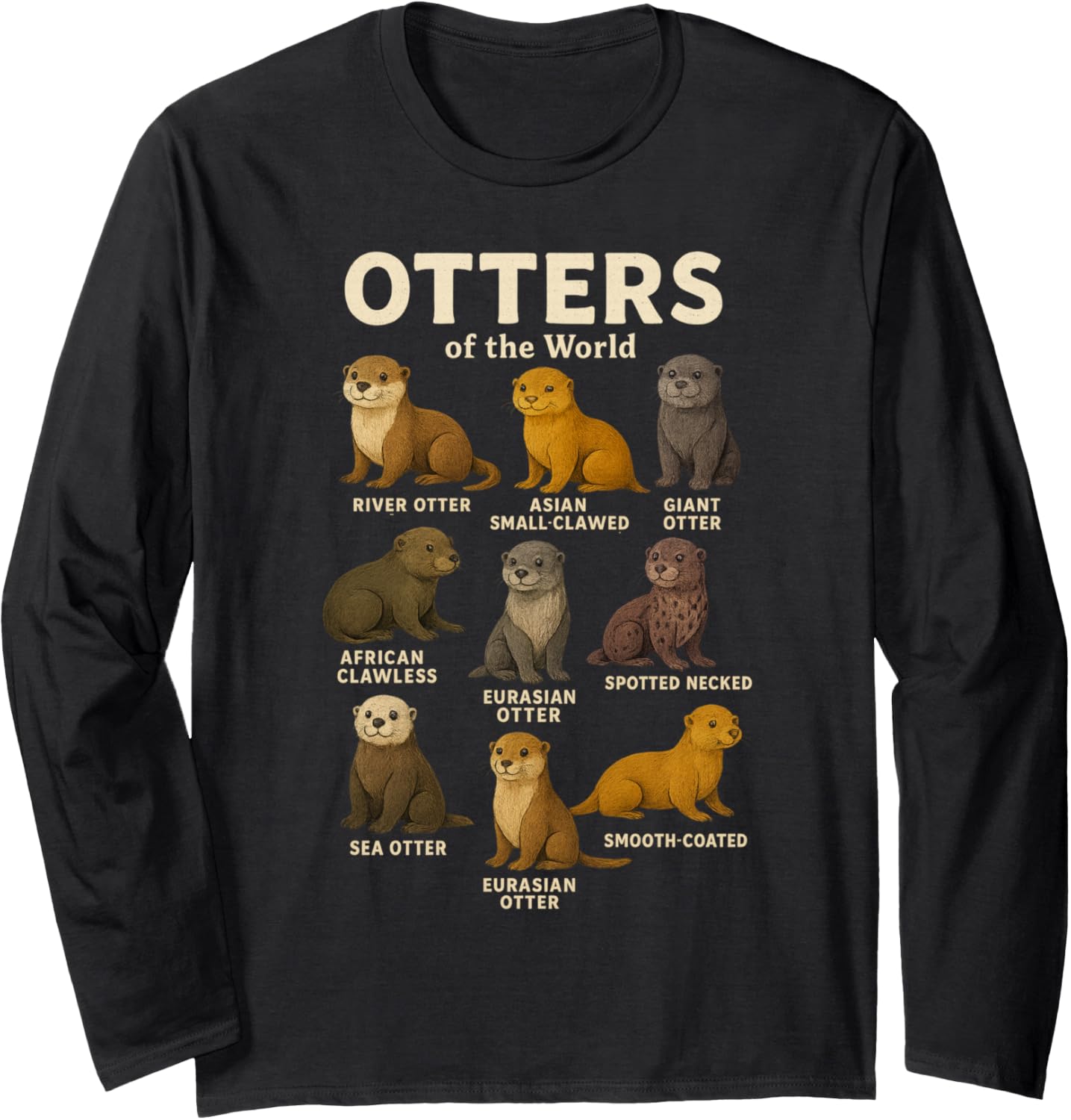 Otter Sea Animals of The World Chibi Otter Lover Educational Long Sleeve