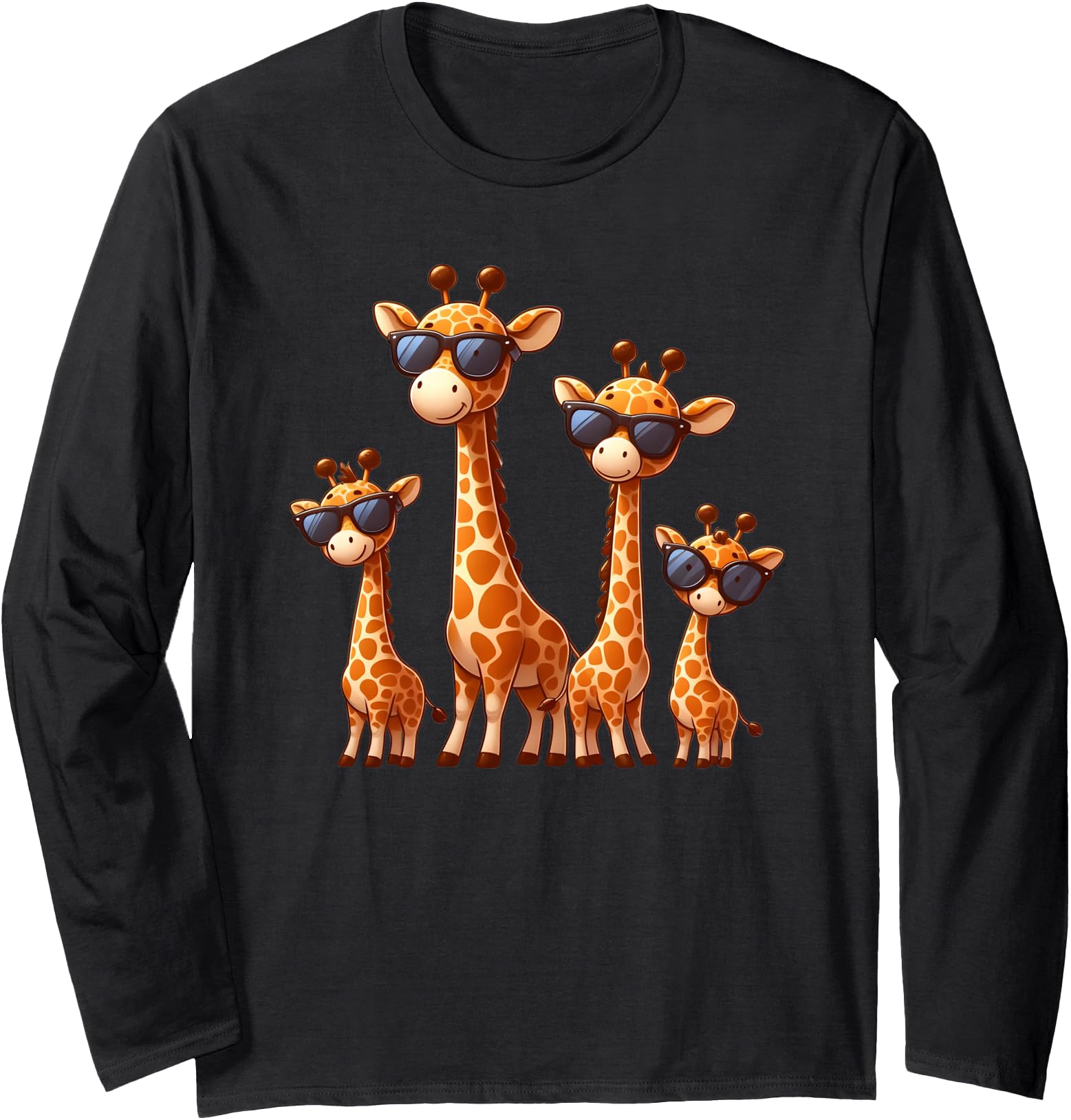Giraffe Family Sunglasses Safari Zoo Lover Cartoon Giraffes Long Sleeve
