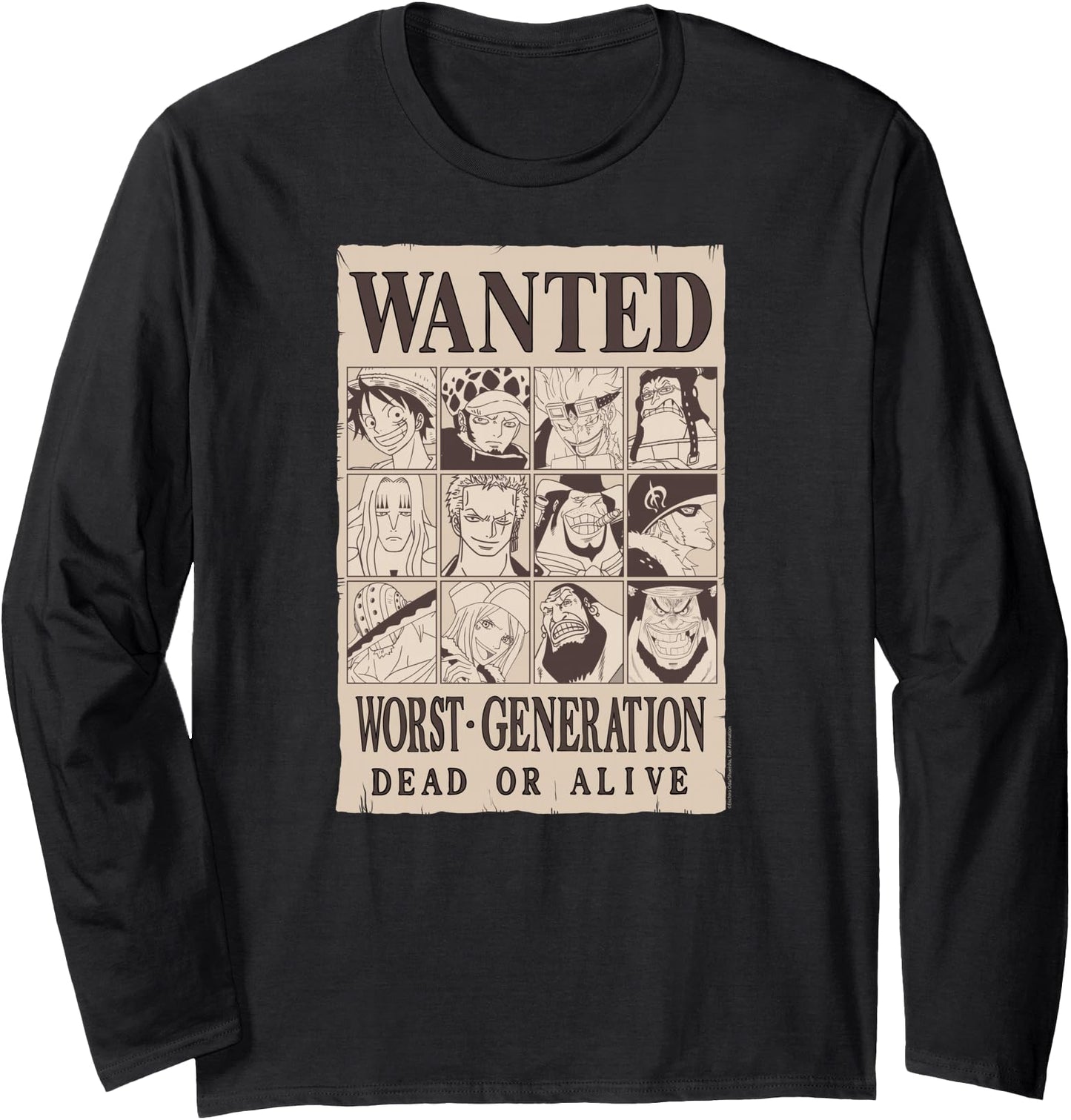 One Piece Anime Worst Generation Wanted Poster Collage Long Sleeve