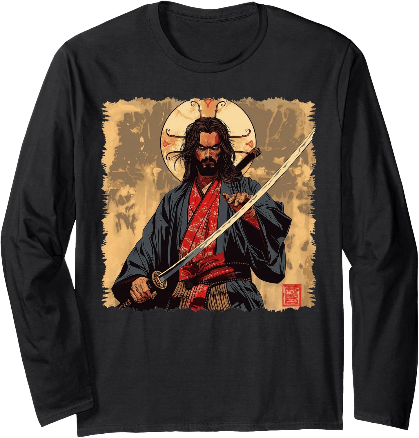 Jesus Christian Religious Japanese Art Samurai Long Sleeve