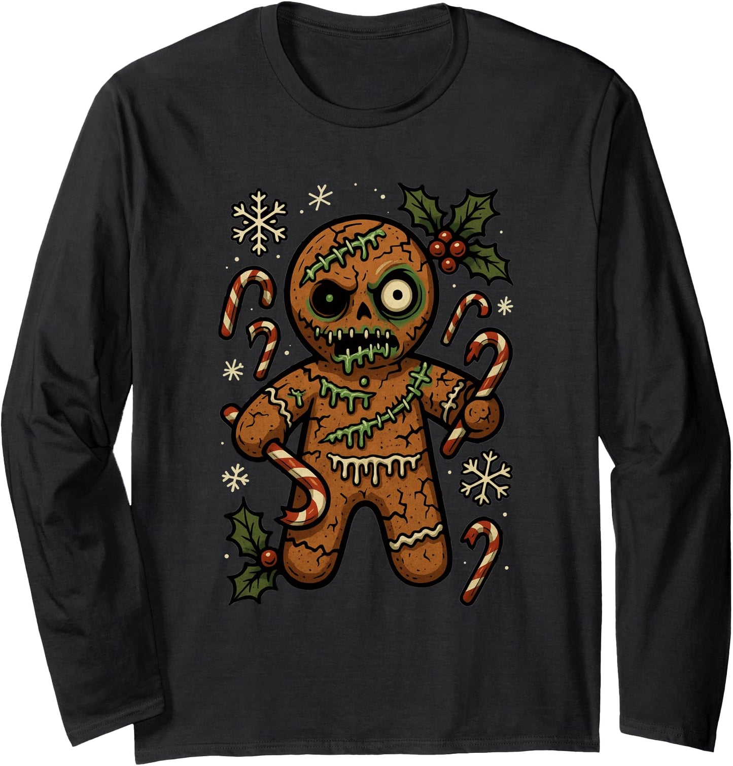 Zombie Gingerbread Man Christmas Zombie Long Sleeve