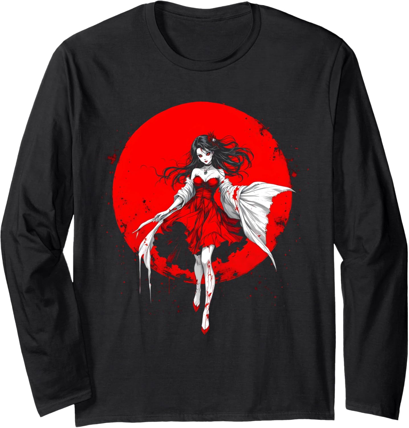 Horror Anime Manga Tee I Gothic Outfit I Japanese Chibi Girl Long Sleeve