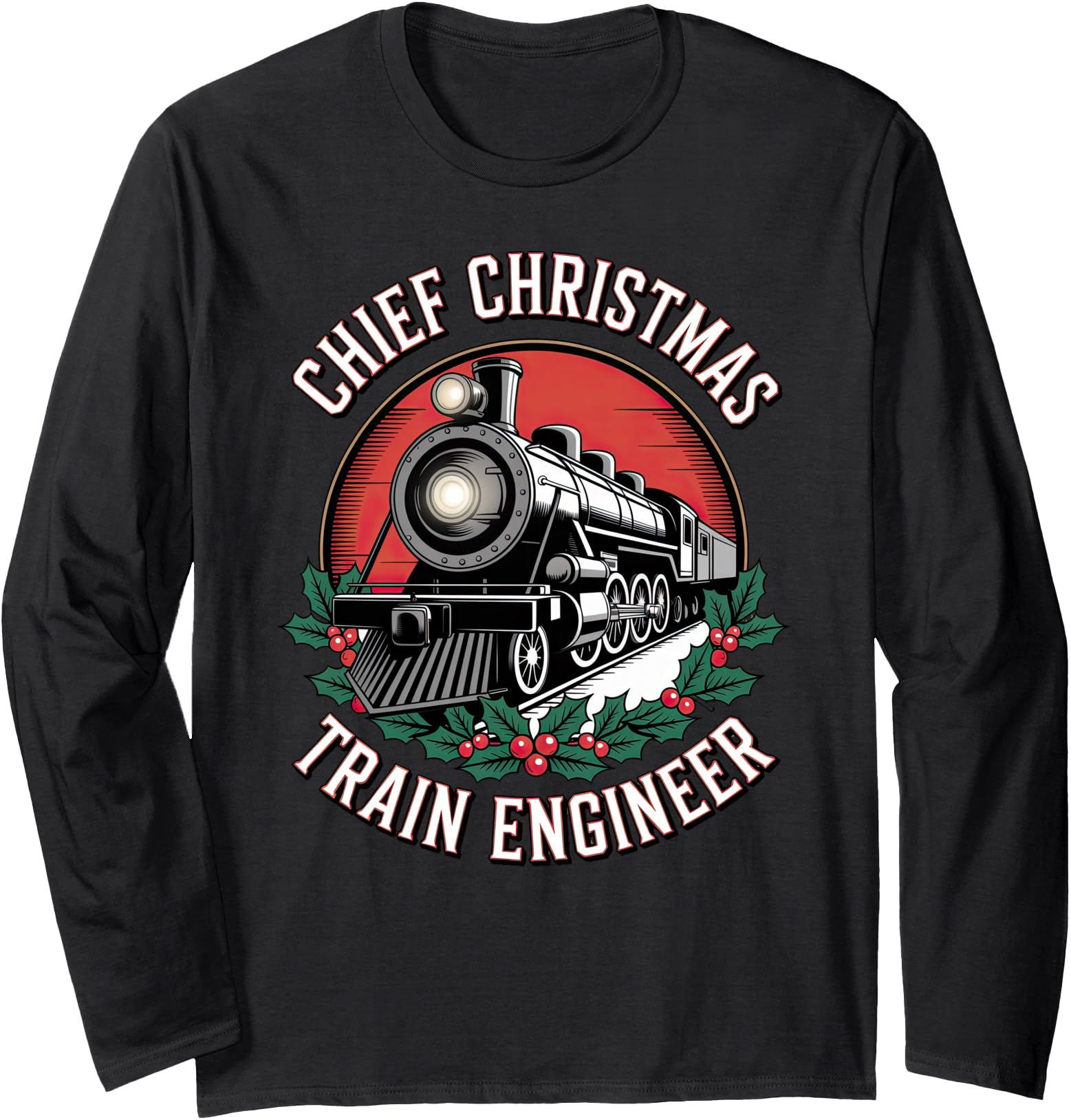 Retro Chief Christmas Train Engineer Long Sleeve