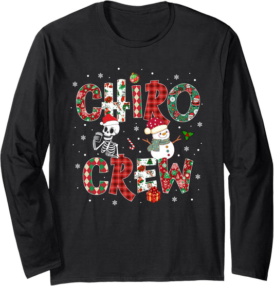 Chiro Crew Coquette Bow Skeleton Chiropractic Christmas Long Sleeve