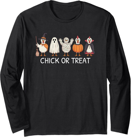Chick Or Treat Funny Chicken Halloween Long Sleeve T-Shirt