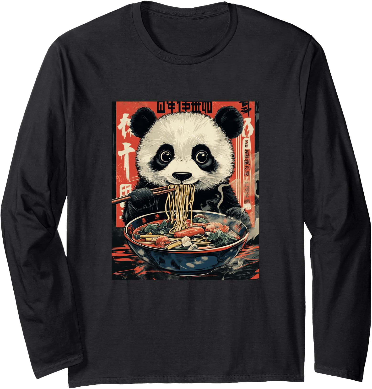 Anime Shirt For Men Women Panda Ramen Long Sleeve