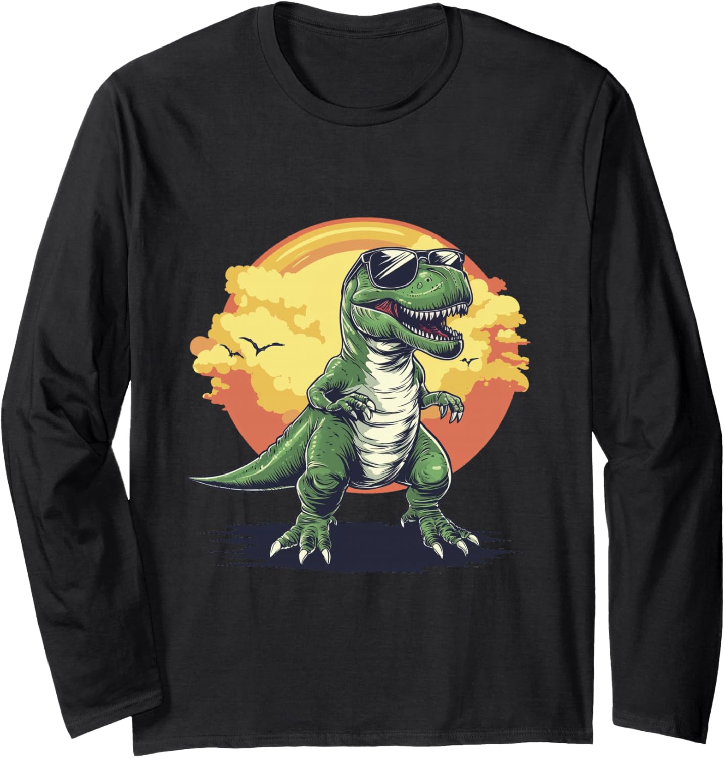 Trex Dinosaur Dino wearing Sunglasses Funny Graphic Long Sleeve