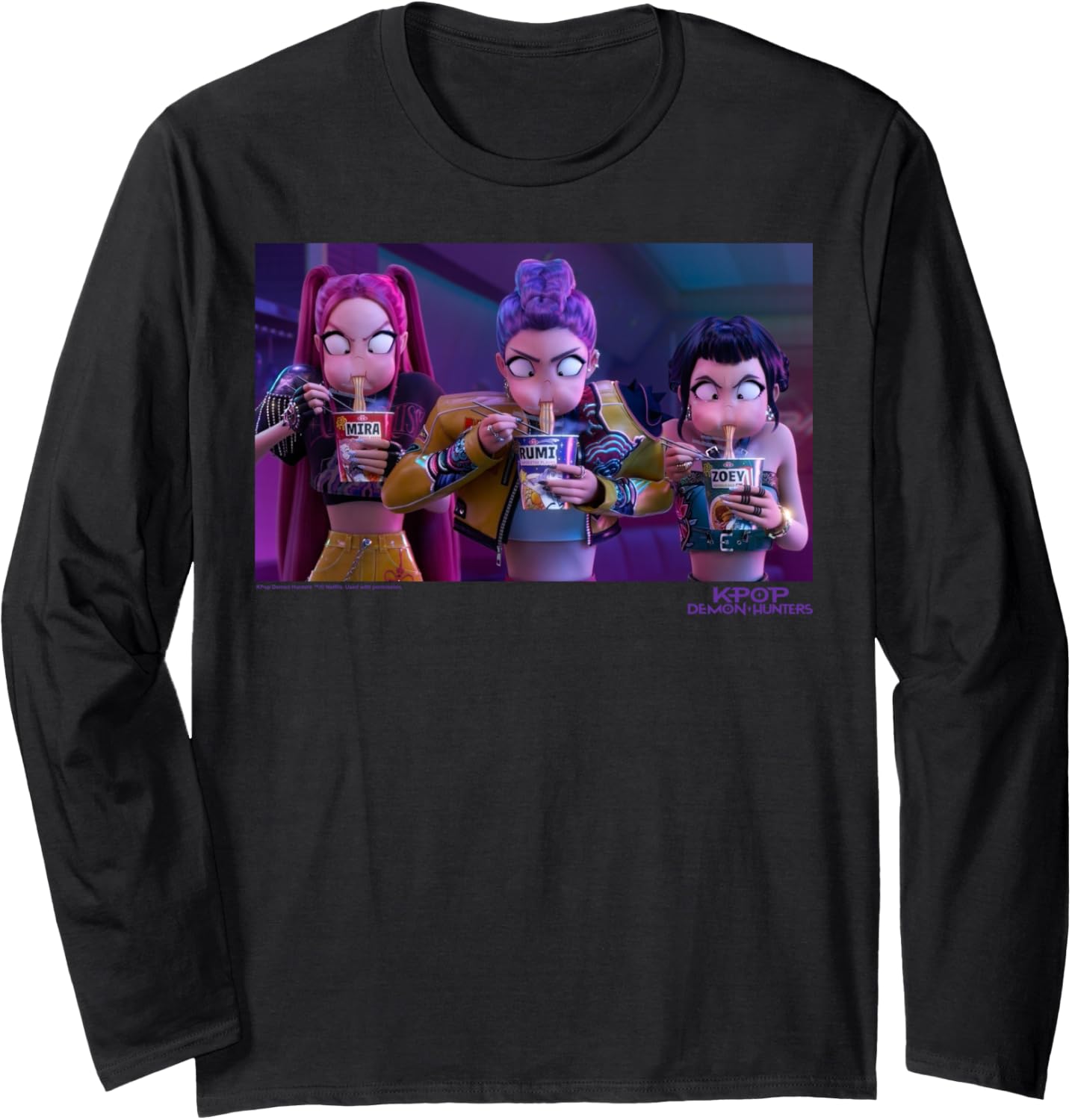 Kpop Demon Hunters Halloween Mira Rumi & Zoey Eating Ramyeon Long Sleeve