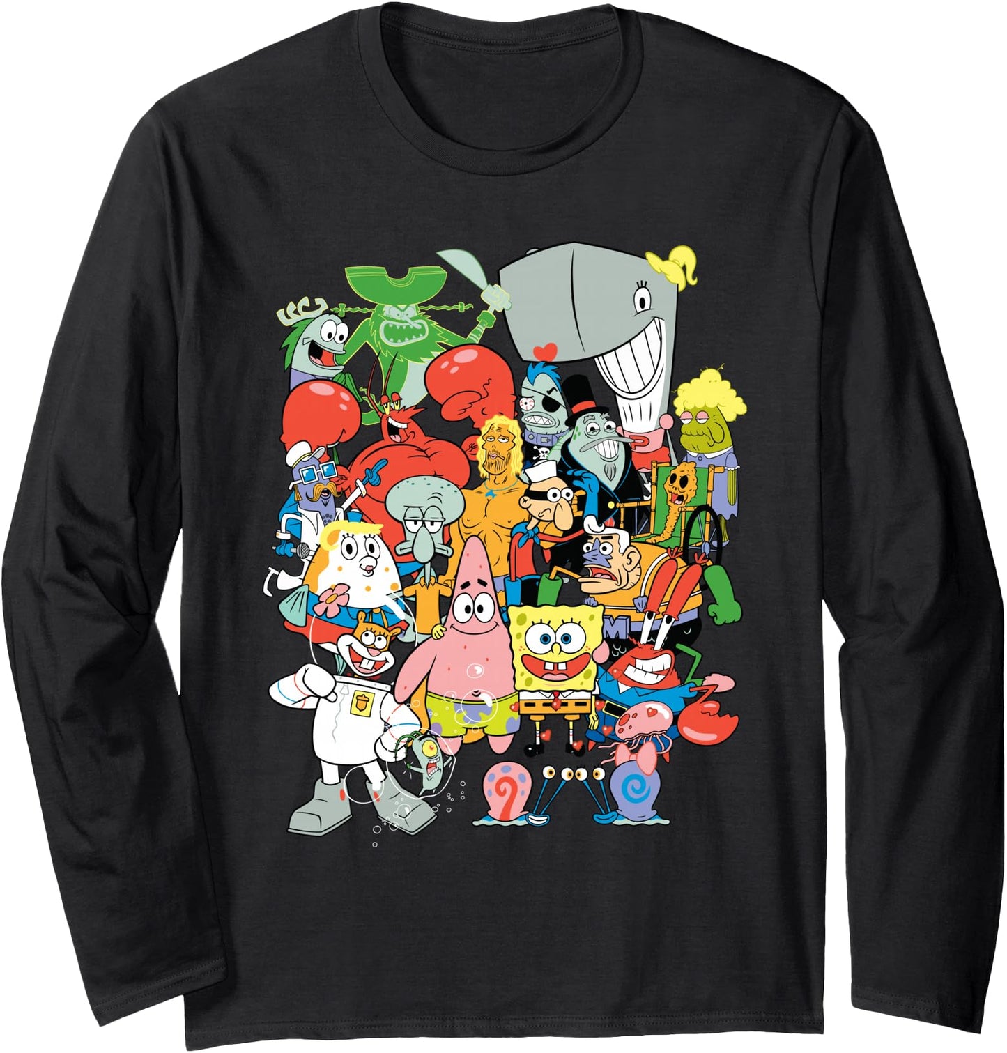 Spongebob Character Pile Up Long Sleeve T-Shirt Long Sleeve