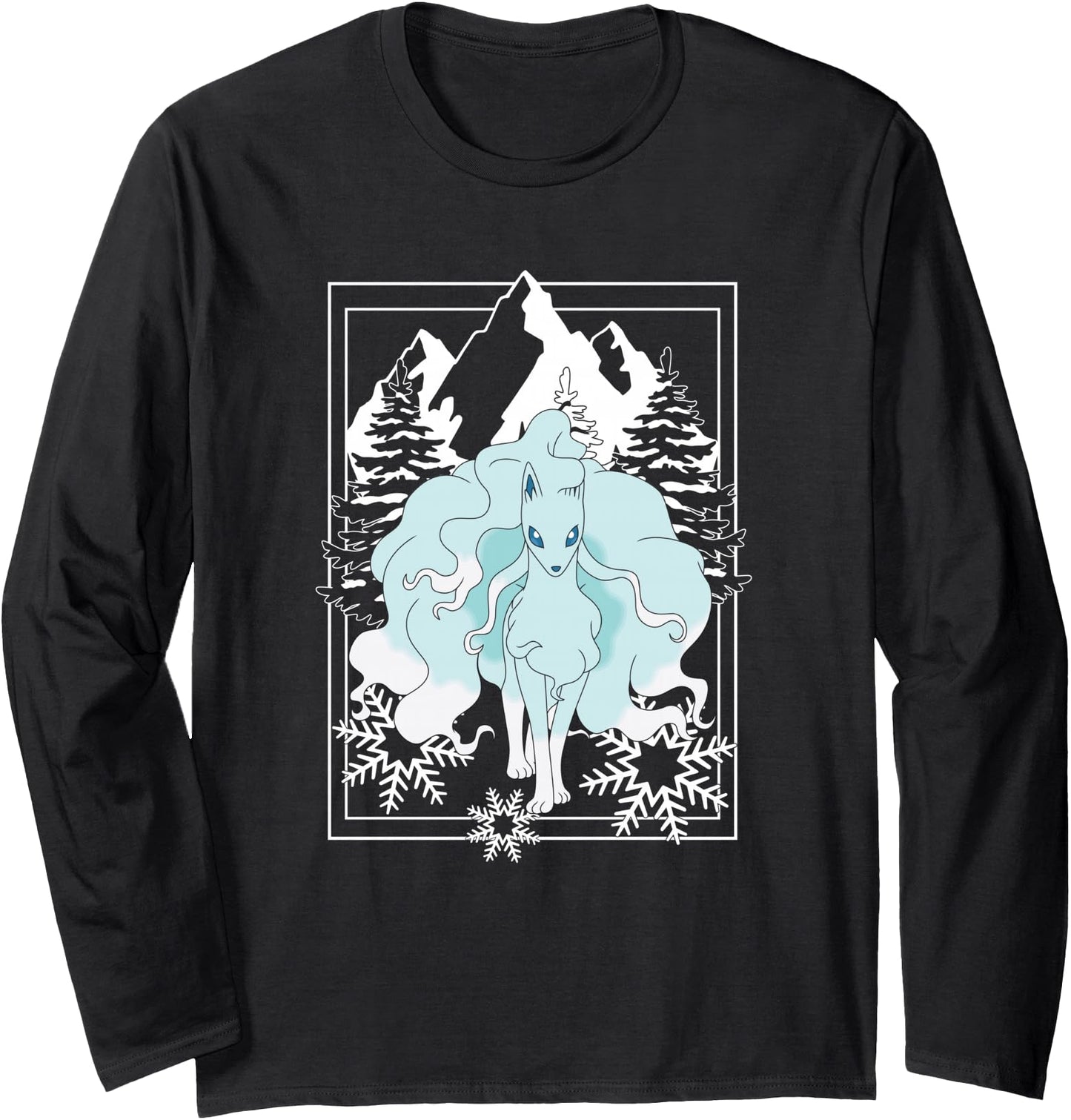 Pokmon Alolan Ninetales Frozen Mountains Retro Portrait Long Sleeve