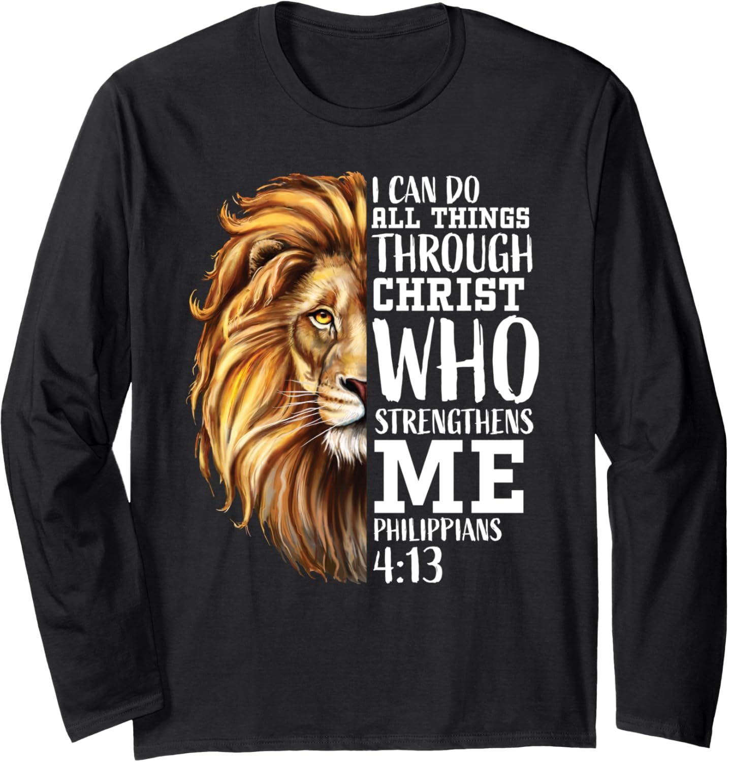Christian Bible Verse Sayings Religious Gifts Him Lion Judah Long Sleeve T-Shirt