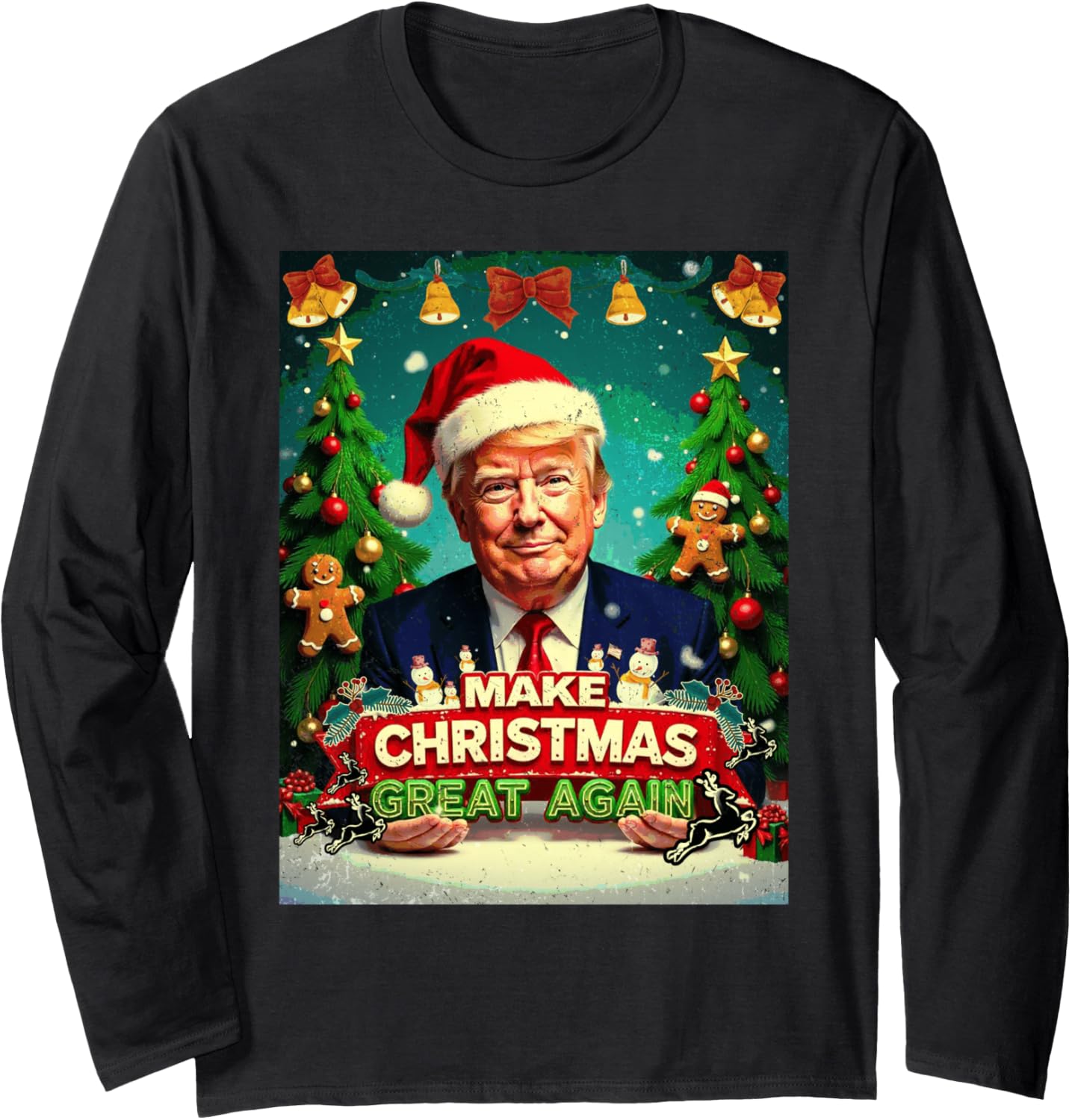 Make Christmas Great Again Funny Santa Trump Xmas 2024 Long Sleeve