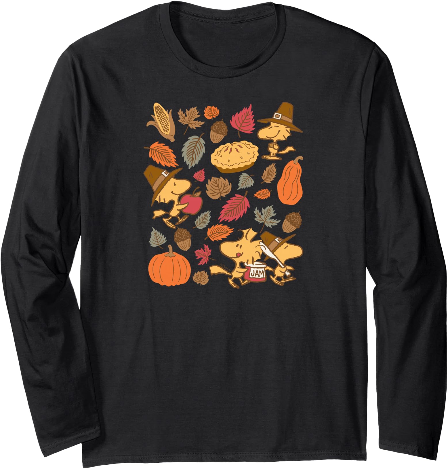 Thanksgiving Woodstock Fall Icons Graphic Tee Long Sleeve