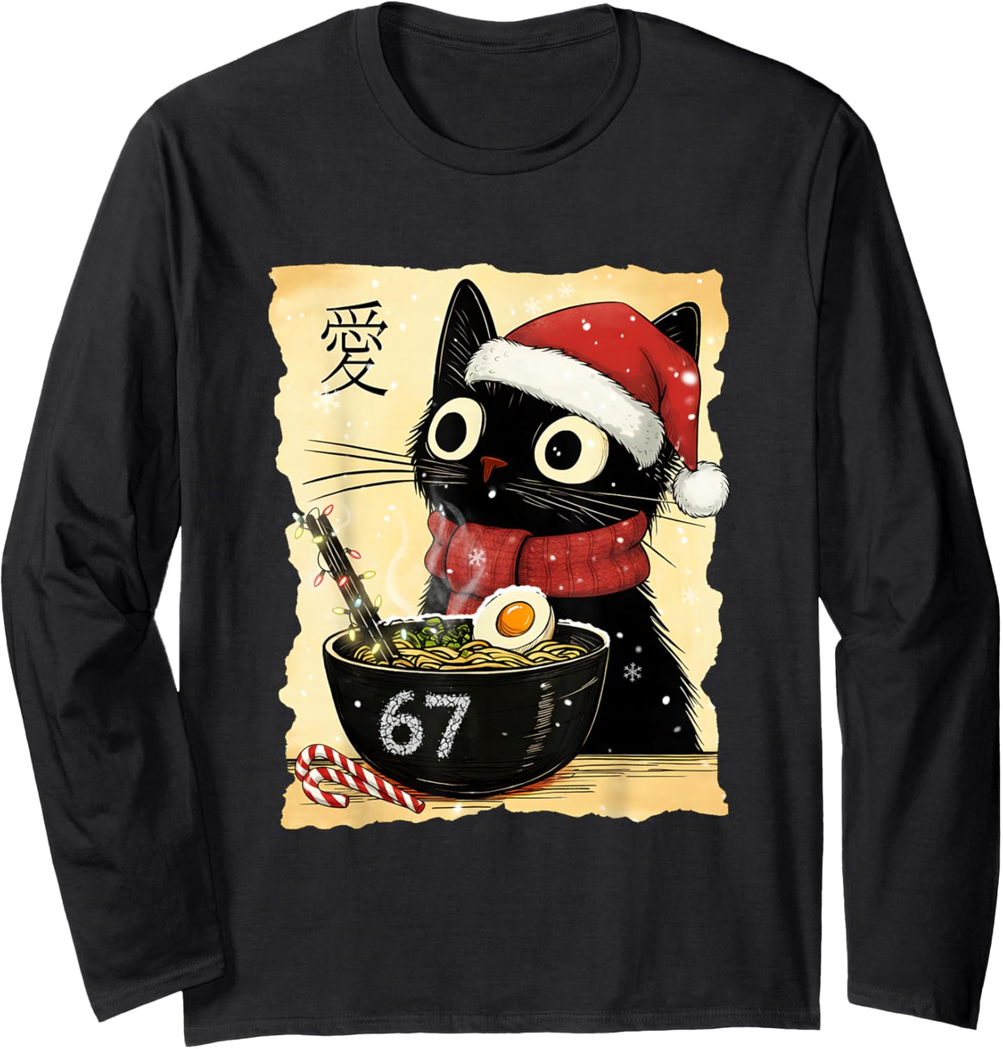 Funny Christmas 67 Six Seven Cat Ramen Japanese Kawaii Anime Long Sleeve