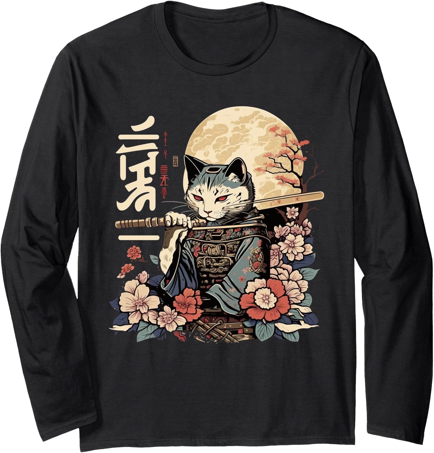 Samurai Cat, Japanese Cat Art, Tarot Aesthetic, Cat Lover Long Sleeve
