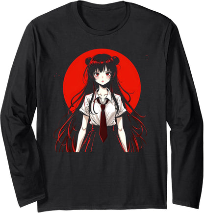 Horror Anime Manga Tee I Gothic Outfit I Japanese Chibi Girl Long Sleeve