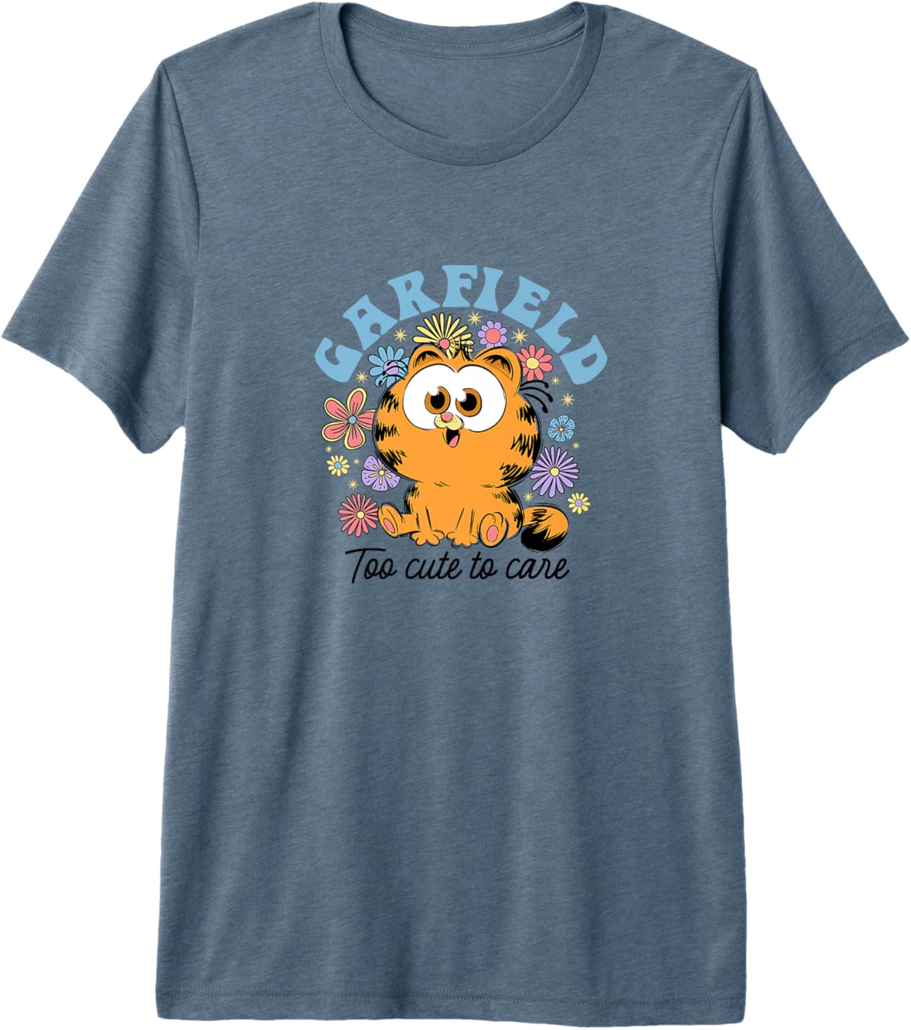 Garfield Chibi Floral Too Cute to Care in Black Text Premium