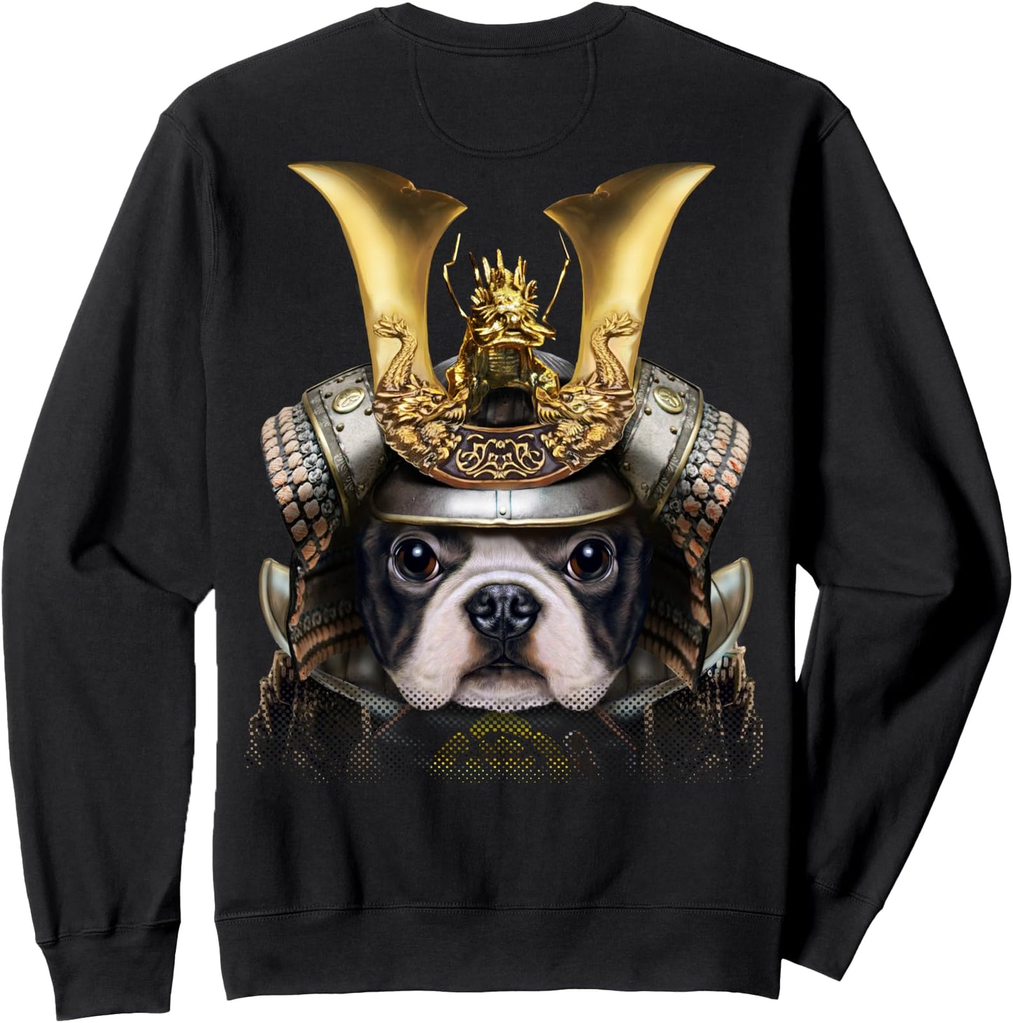 French Bulldog Warrior wearing Japanese Samurai Armor Sweatshirt