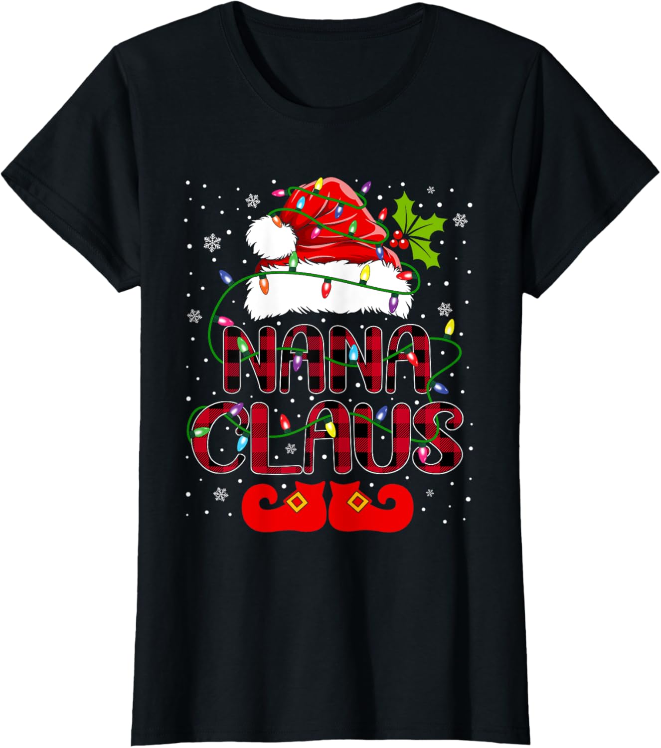 Nana Claus Merry Christmas Buffalo Plaid Santa Hat Xmas
