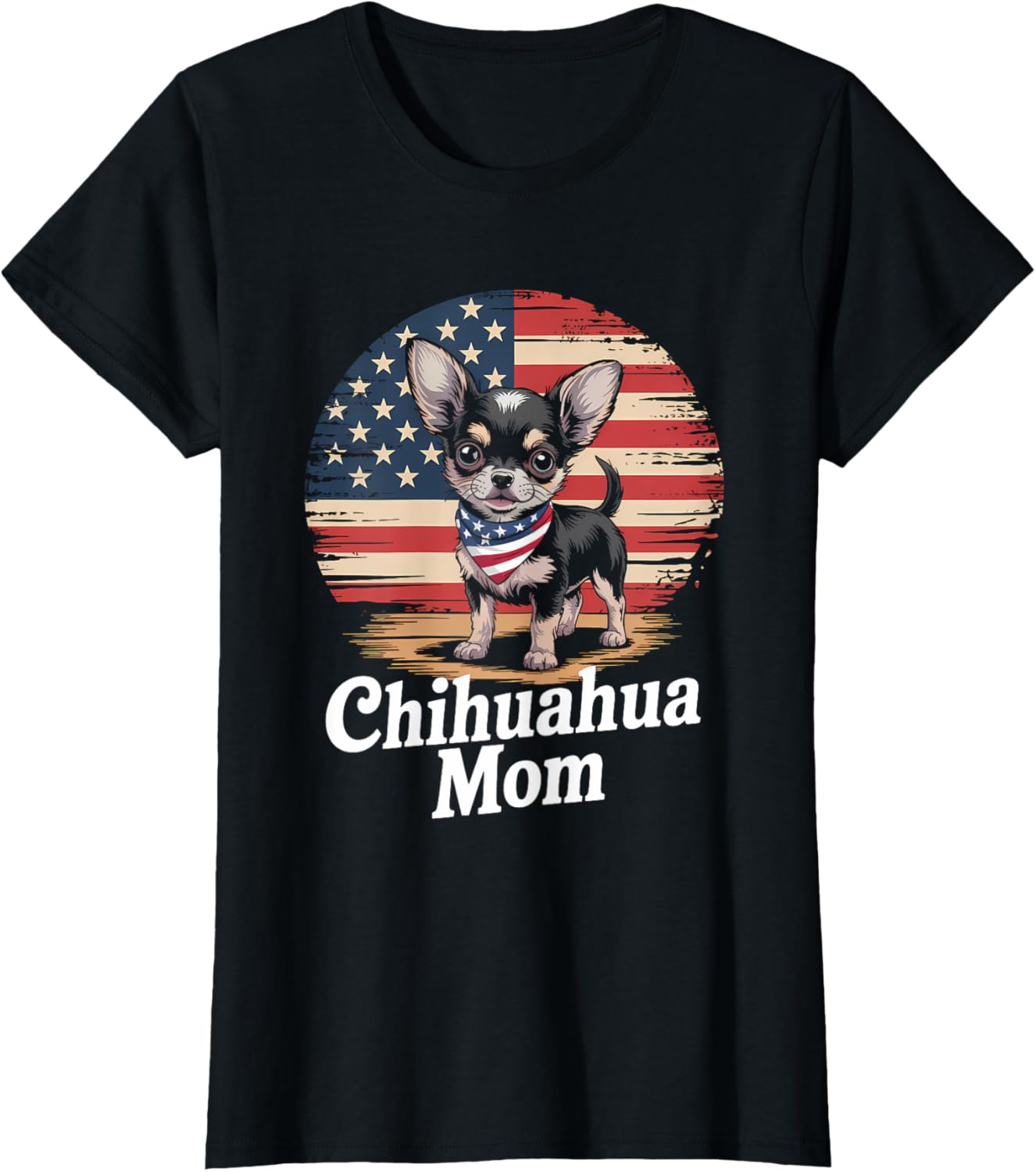 American Flag Chihuahua Dog Mom T-Shirt for Women