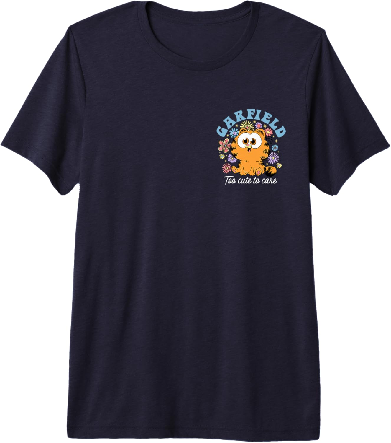 Garfield Chibi Floral Too Cute to Care in White Left Chest Premium