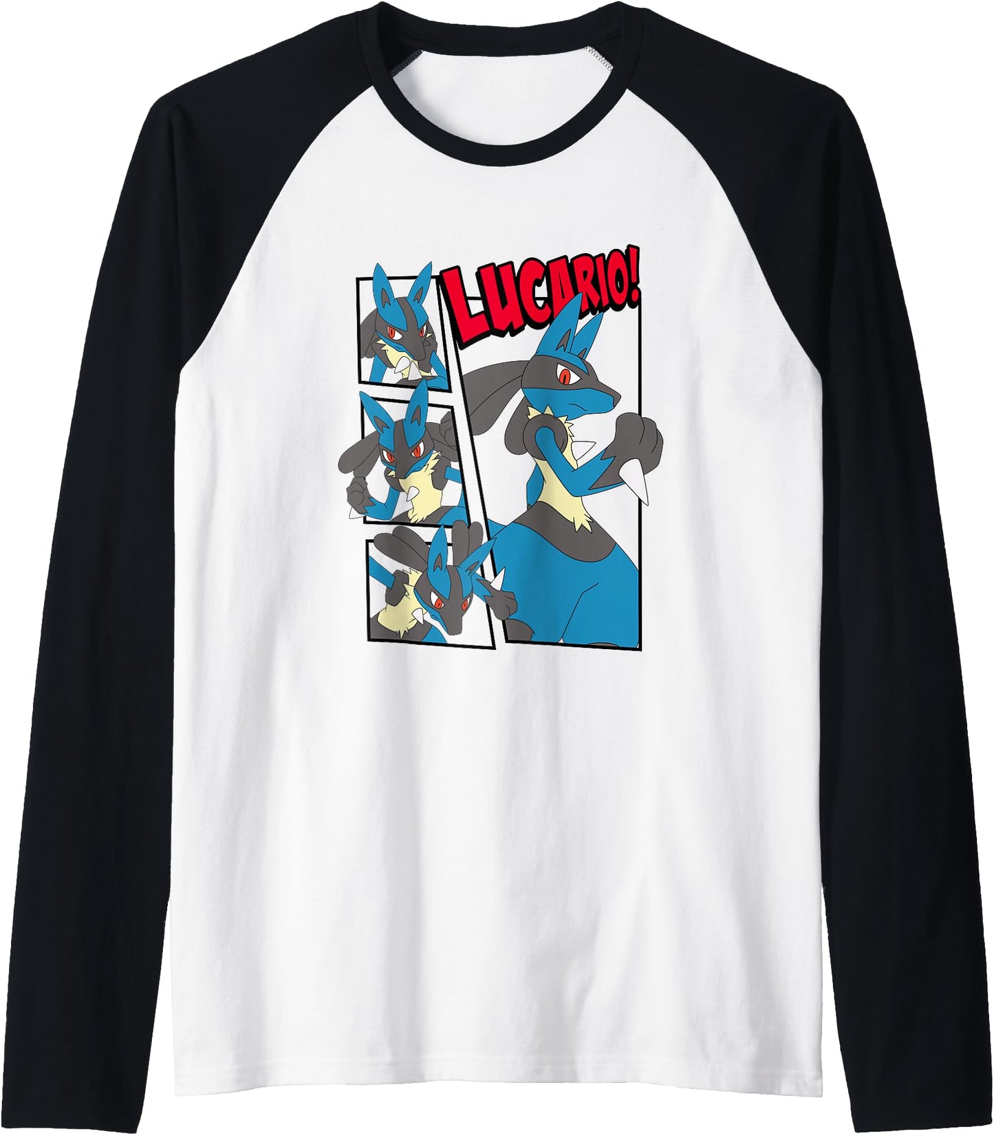 Pokmon Epic Lucario! Poses Collage Retro Big Chest Poster Raglan Baseball Tee
