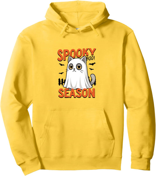 Cat Ghost Funny Spooky Season Pullover Hoodie