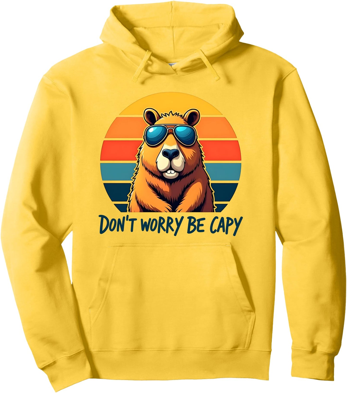 Retro Vintage Funny Capybara Dont Be Worry Be Capy Pullover Hoodie