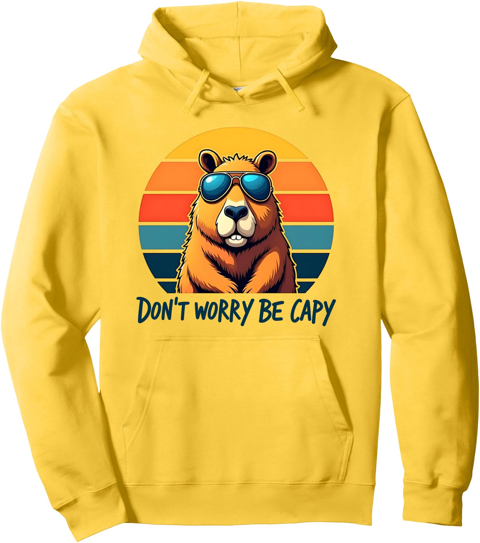 Retro Vintage Funny Capybara Dont Be Worry Be Capy Pullover Hoodie
