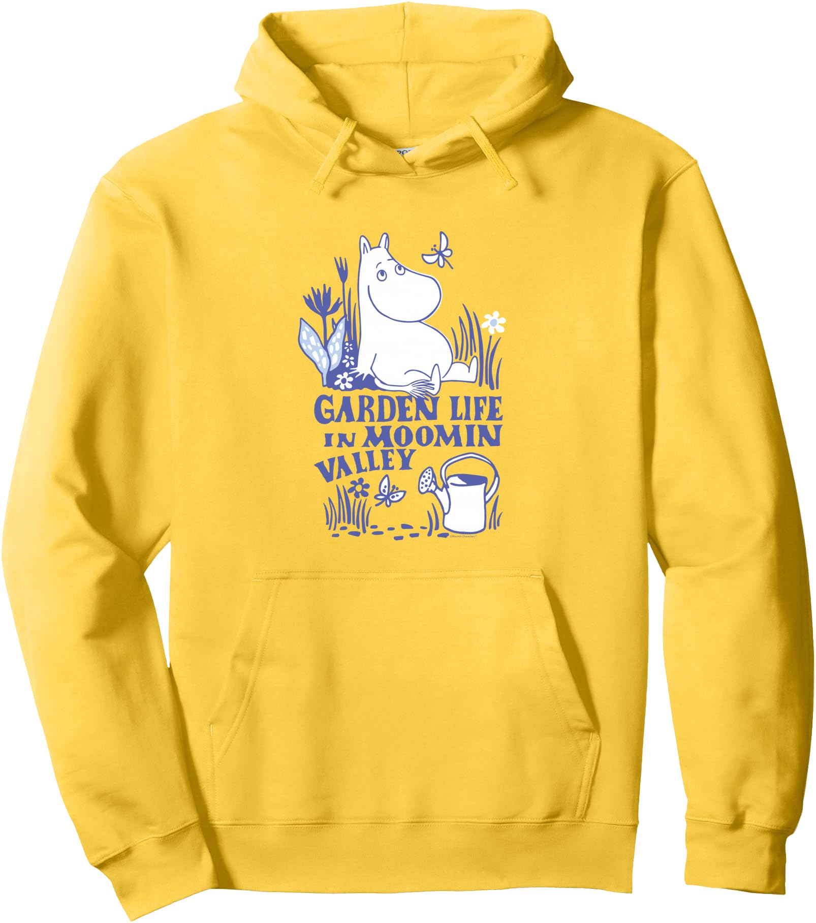 Moomin Garden Life Nature Scene Blue Print Pullover Hoodie