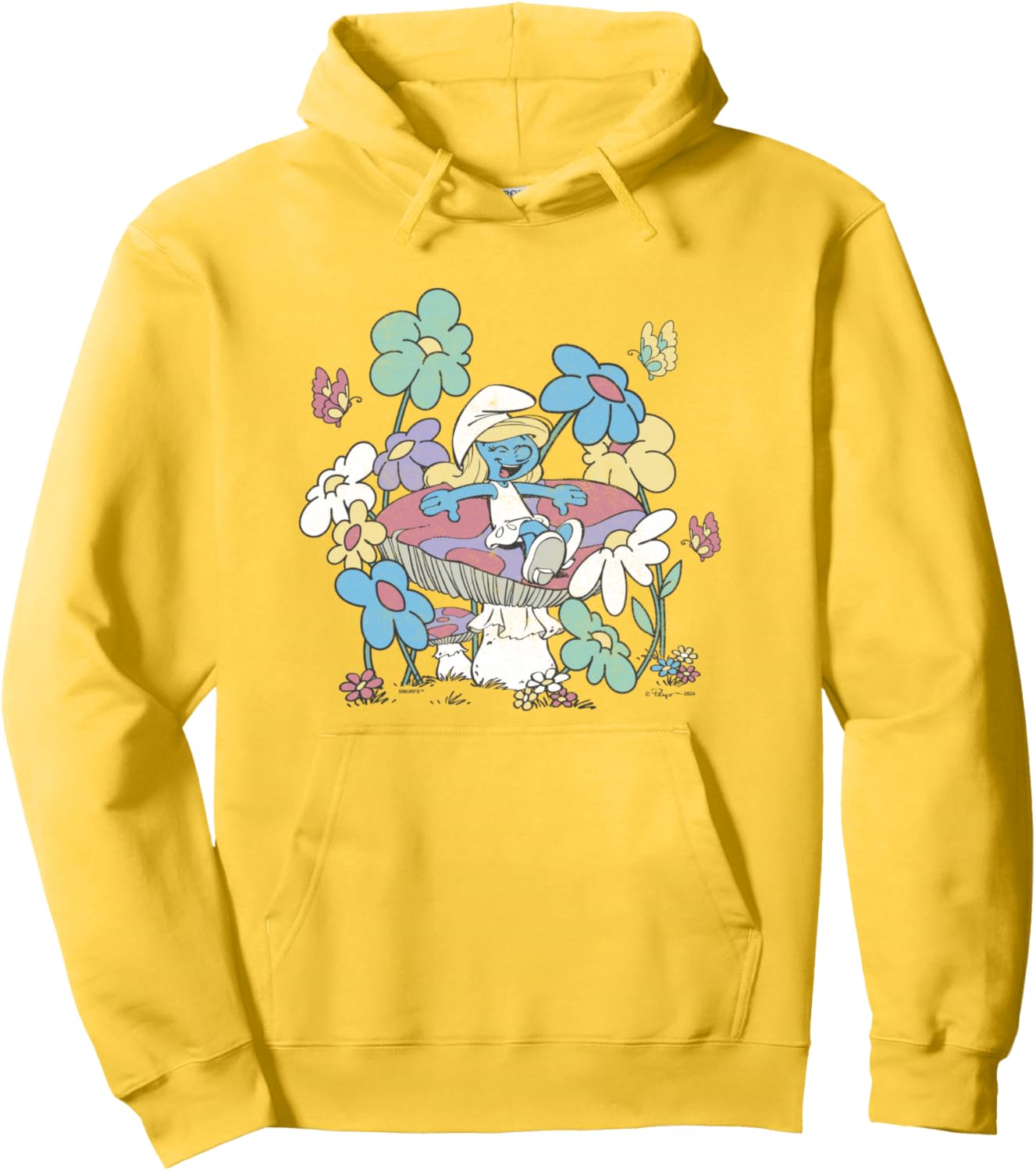 The Smurfs Smurfette Having Fun In Nature Distressed Pullover Hoodie