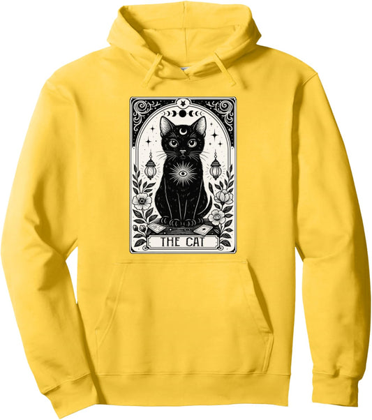 Cat Lover Black Cat Mystical Celestial The Cat Tarot Card Pullover Hoodie