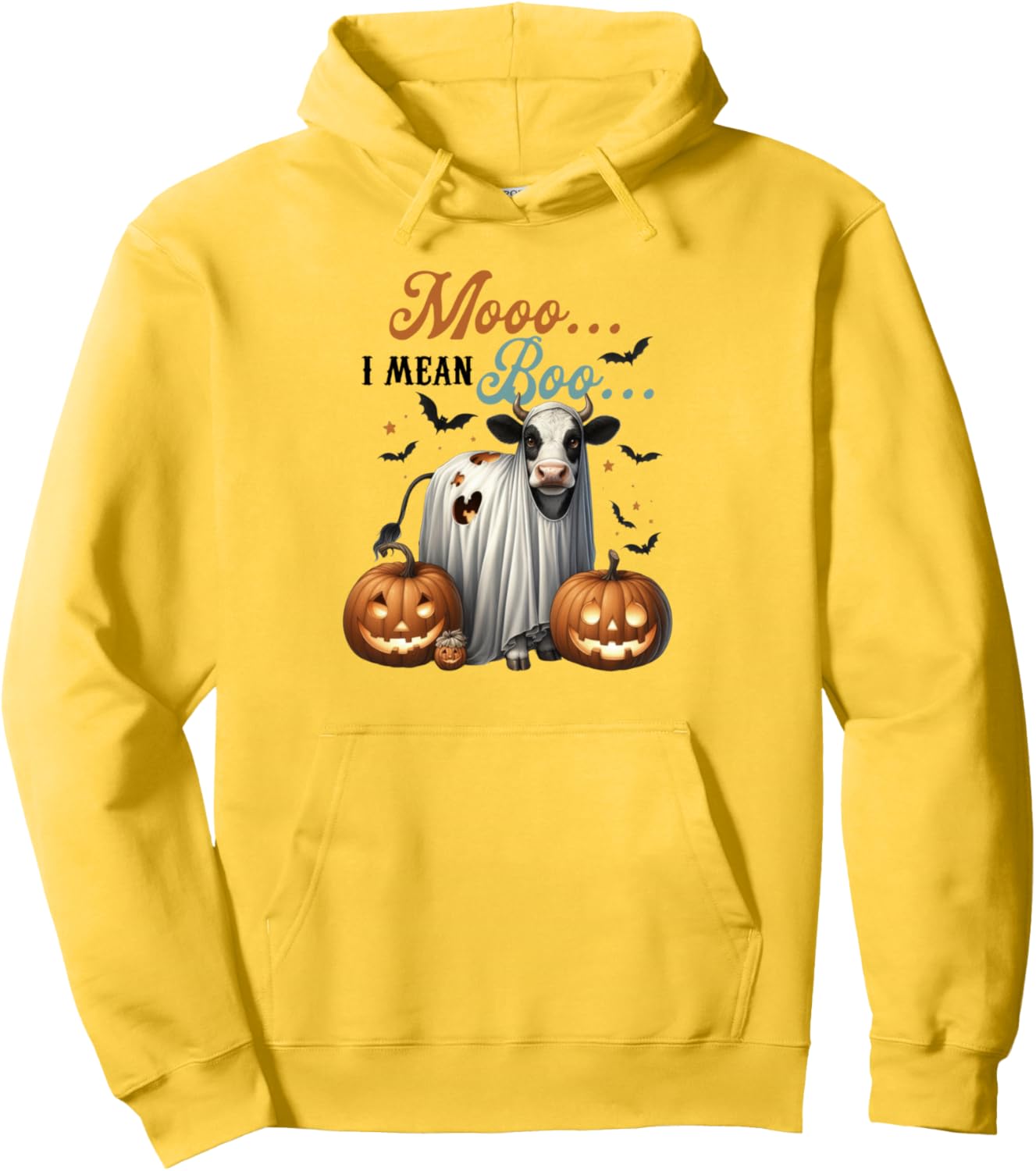 Funny Halloween Farm Animals Cow Moo I Mean Boo Pullover Hoodie