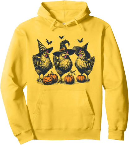 Chicken Witches Funny Halloween Spooky Season Chickens Pullover Hoodie