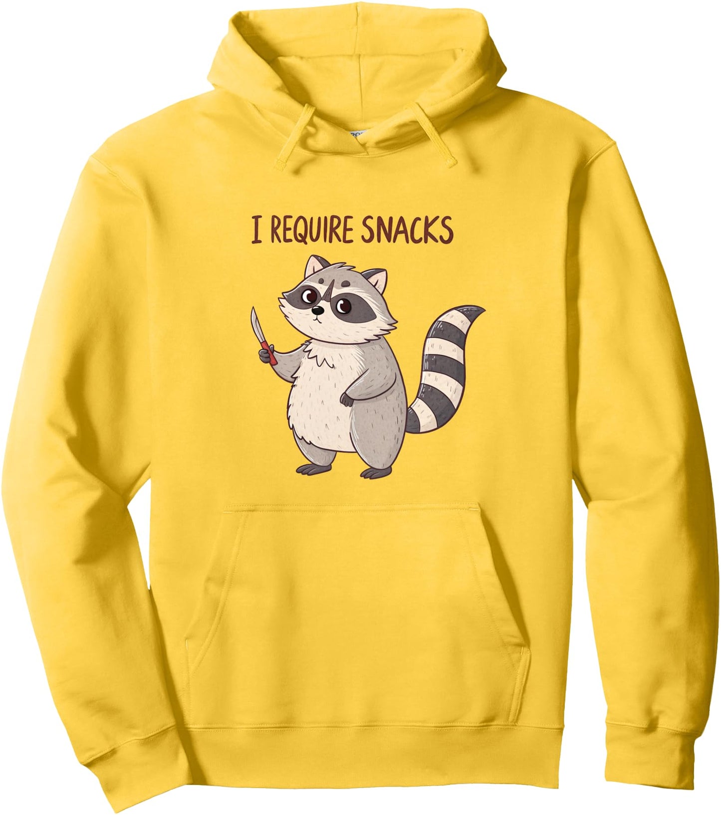 Funny Raccoon Cartoon I Require Snacks Artwork Pullover Hoodie