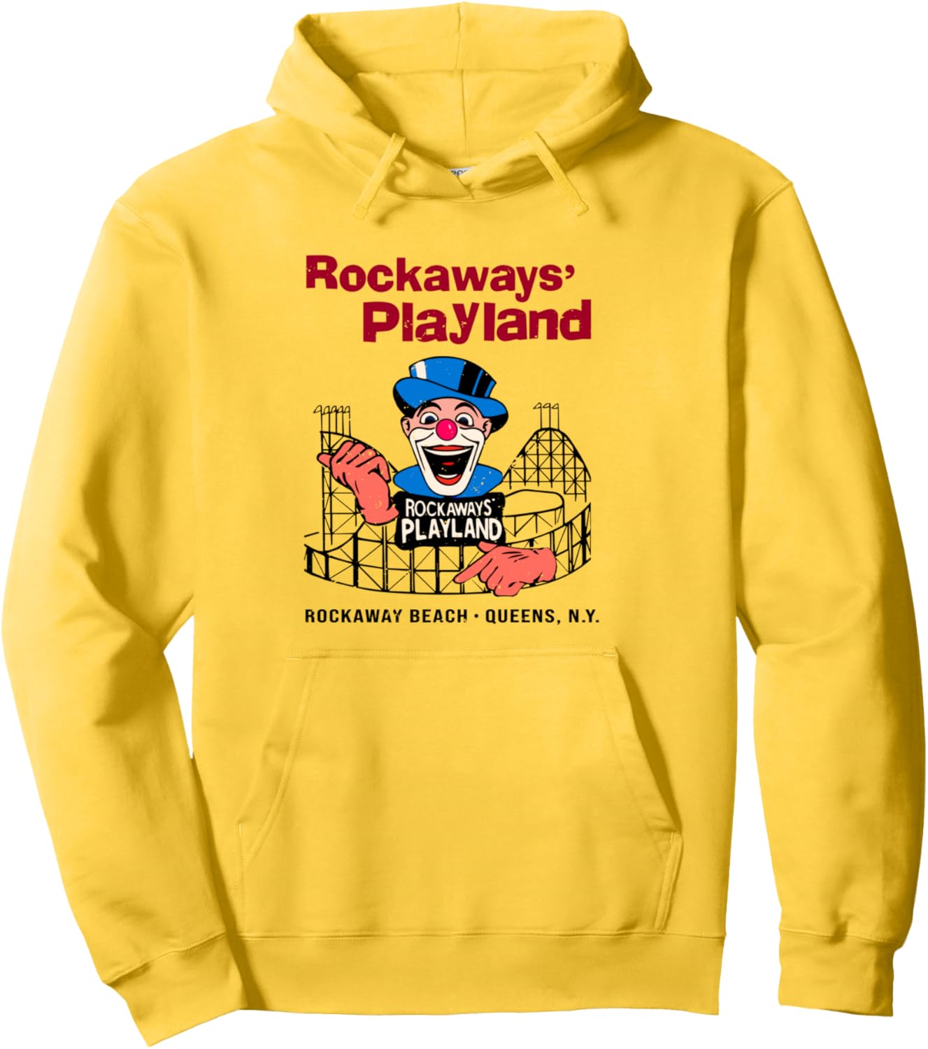 Rockaway Beach Queens NY Rockaways' Playland Retro Clown Pullover Hoodie