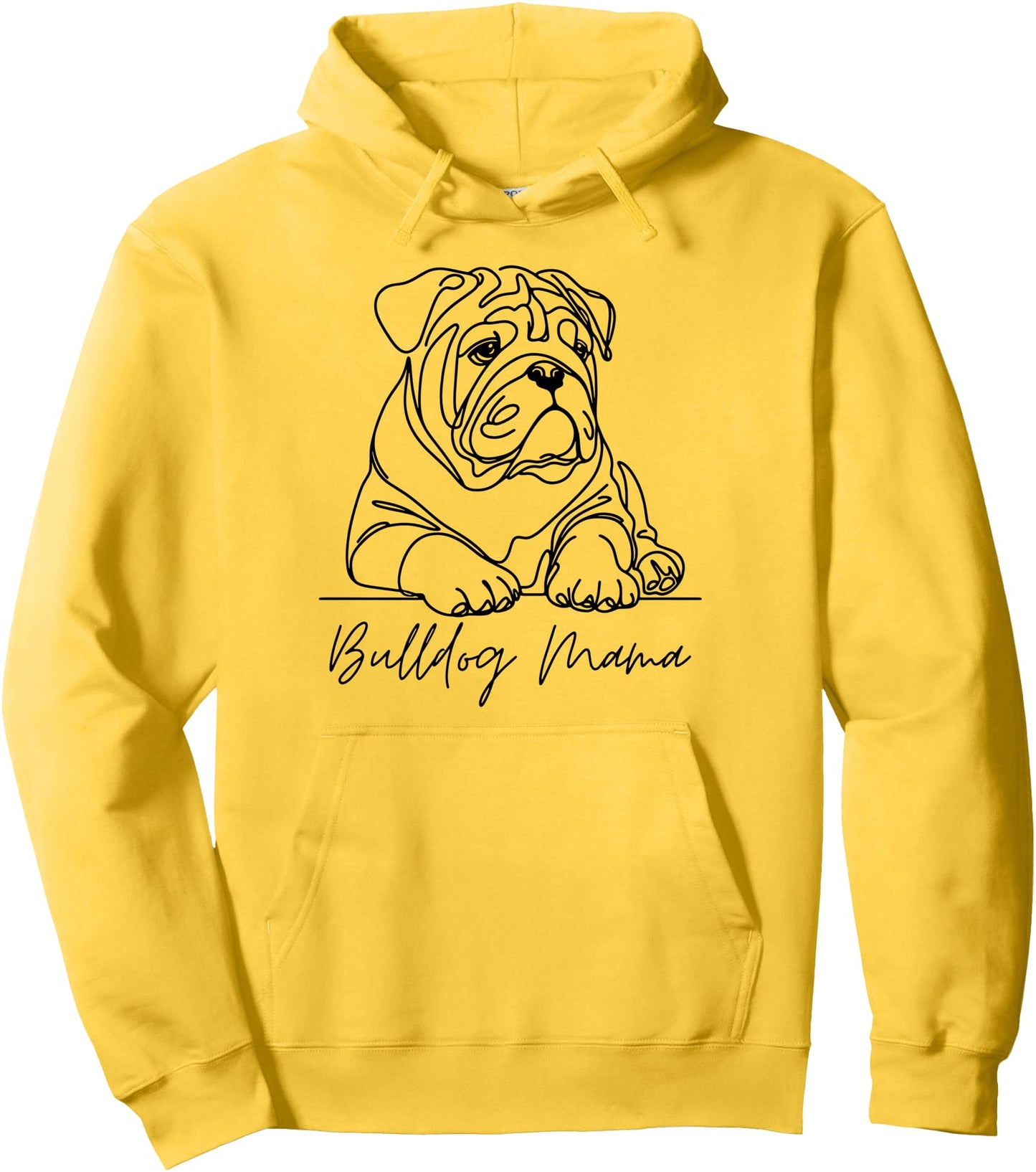 English Bulldog Mama Bulldog Mom Cute Line Art Dog Artistic Pullover Hoodie