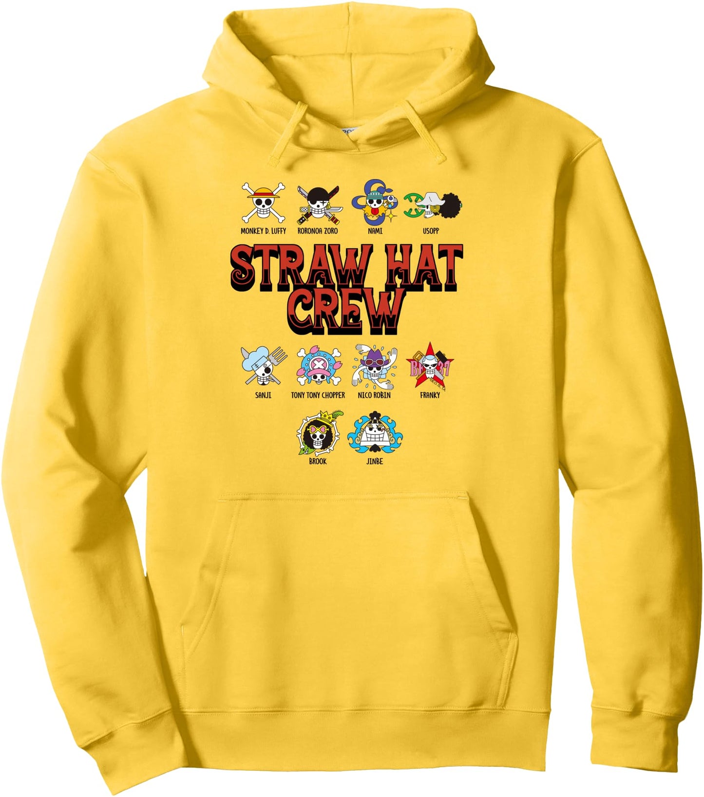 One Piece Anime Straw Hat Crew Jolly Roger Logos Pullover Hoodie