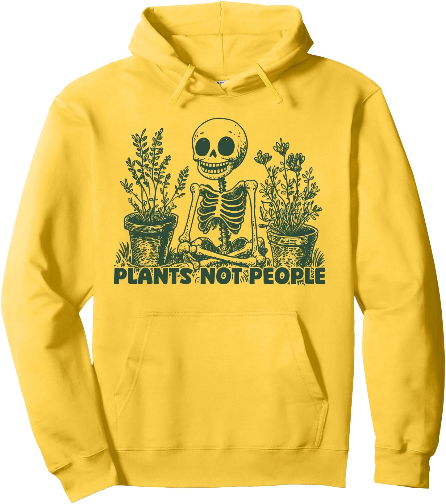 Plant Lover Skeleton Design - Plants Not People Pullover Hoodie