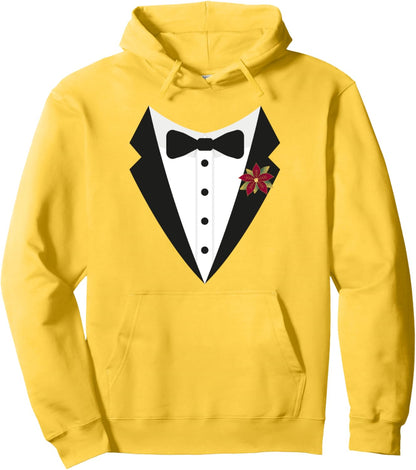 Christmas Black Tie NYE 2024 Dress Up Winter Necktie Xmas Pullover Hoodie