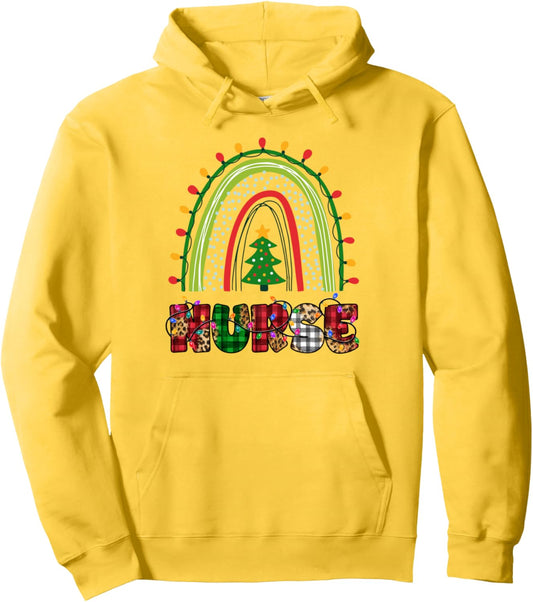 Christmas Nurse Rainbow Nurses Christmas Ugly Xmas Sweater Pullover Hoodie