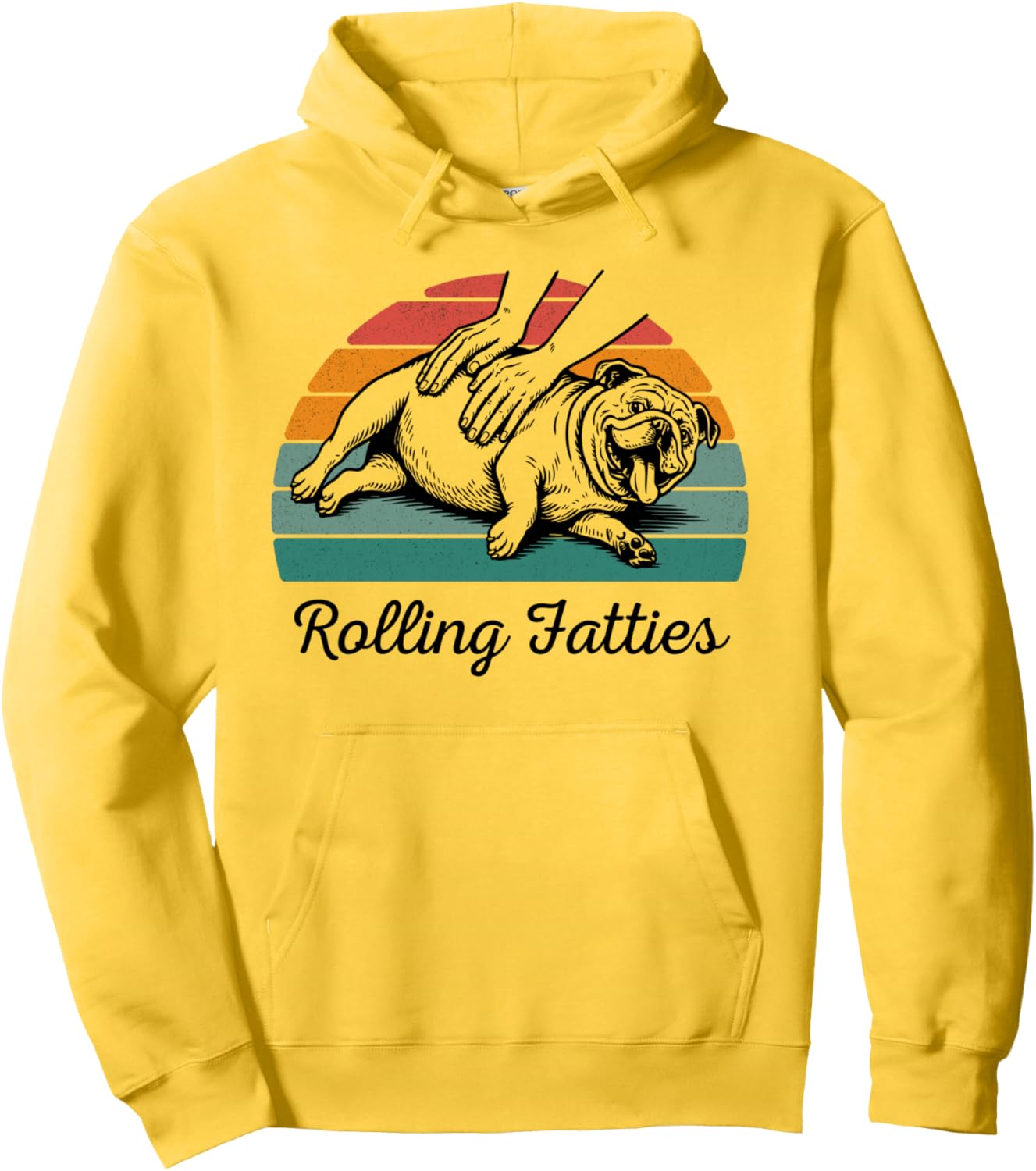Chubby Bulldog Rolling Fatties Funny Vintage Pullover Hoodie