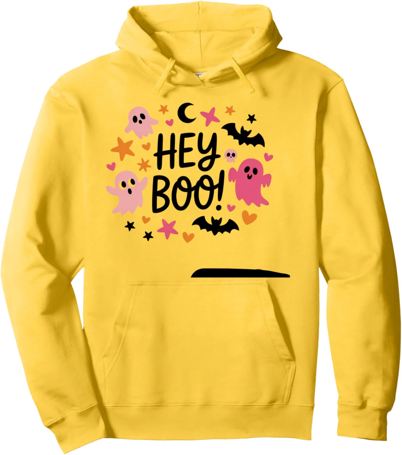 Hey Boo Shirt Cute Pink Orange Ghost Stars Skulls Bats Pullover Hoodie