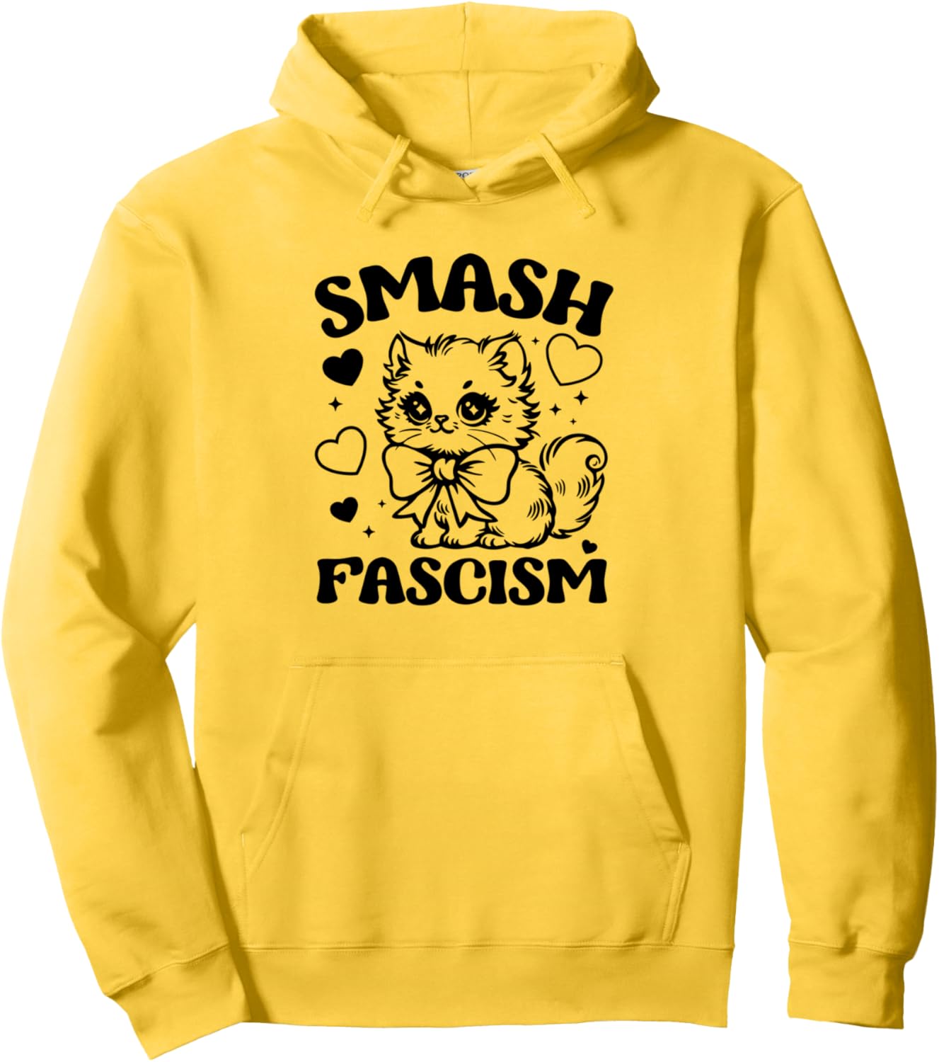 Smash Fascism, Funny Anti-Fascism Cat Pullover Hoodie