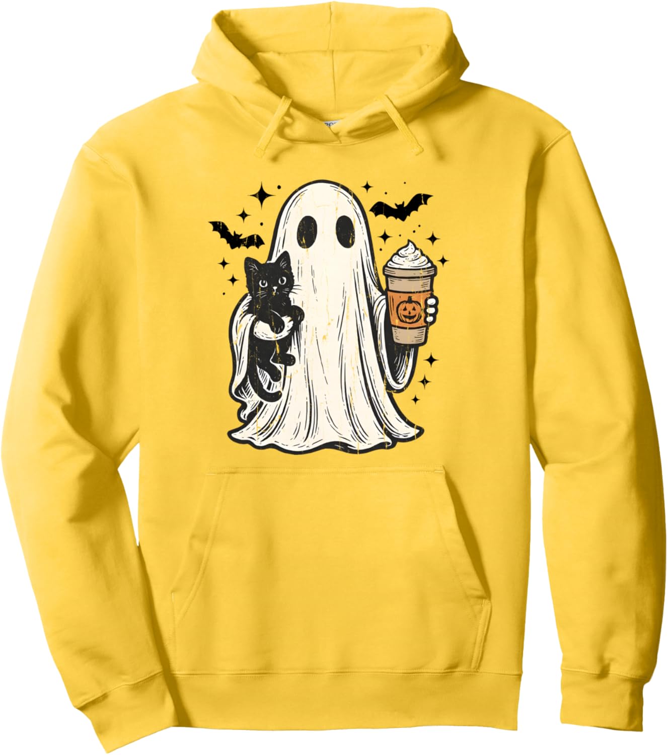 Cute Ghost And Cat, Pumpkin Spice Ghost Pullover Hoodie