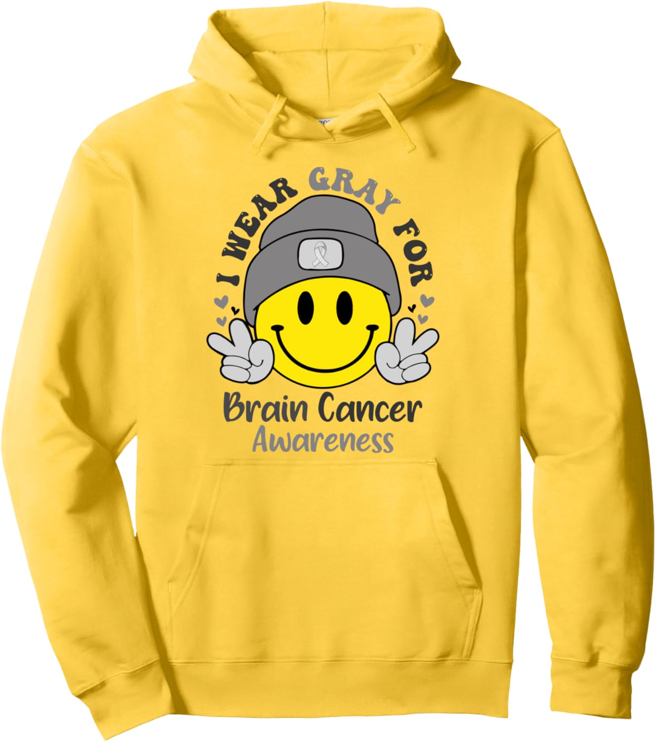 I Wear Gray For Brain Cancer Awareness Squad Family Pullover Hoodie
