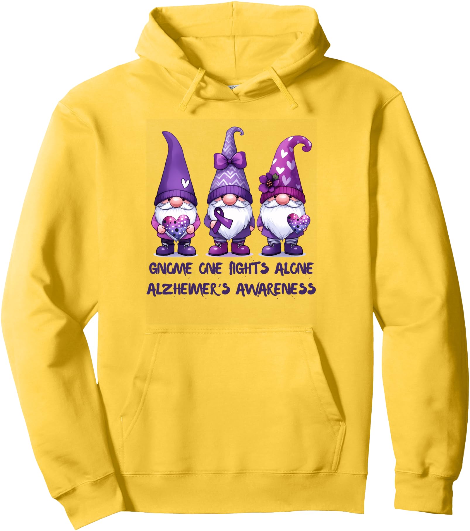 Alzheimer's Awareness Gnome One Fight Alone ALZ Dementia Pullover Hoodie