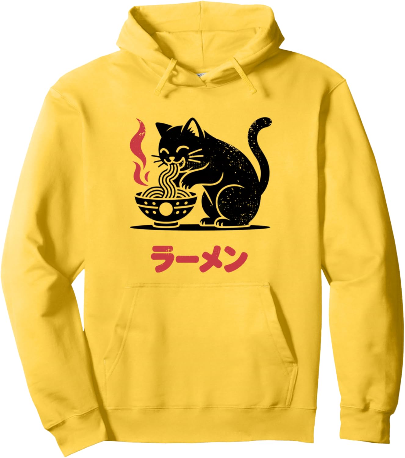 Cat Eating Ramen Noodles Funny Kawaii Anime Pullover Hoodie